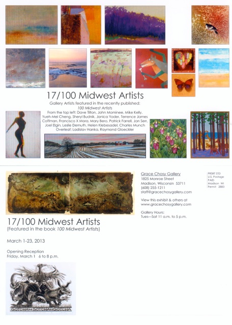 Web image of Grace Chosy Gallery 17/100 Midwest Artists show postcard