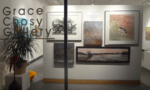 Image of Grace Chosy Gallery Window for 17/100 Midwest Artists Show in March 2013